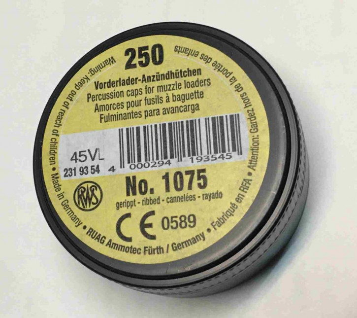 RWS Vorderladerzündhütchen 1075  D4,47  gerippt